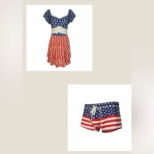 Women's and Men’s 2 Piece Patriotic Two-Piece Set - Red, White, and Blue